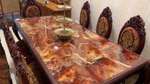 میز نهارخوری طرح سنگ با محصولات پرشین استونیت